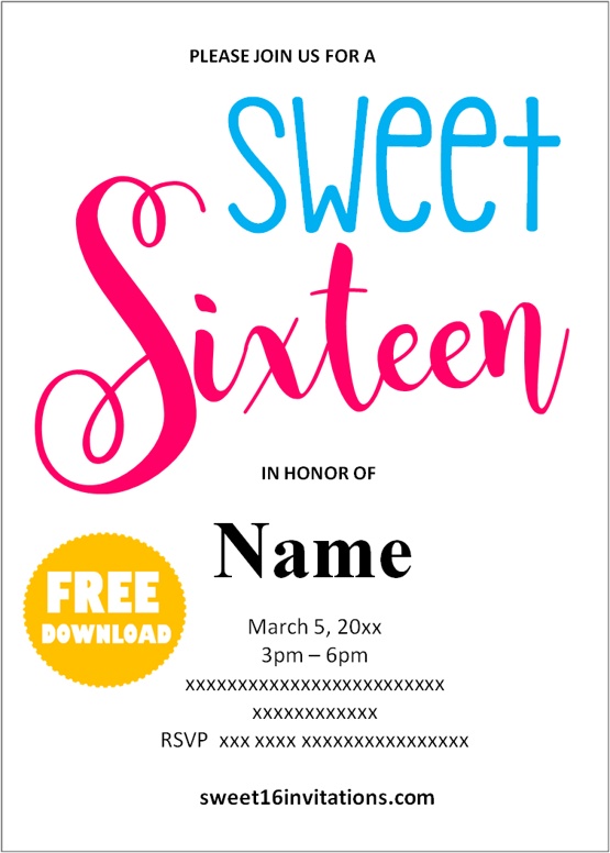 sweet 16 invitations templates