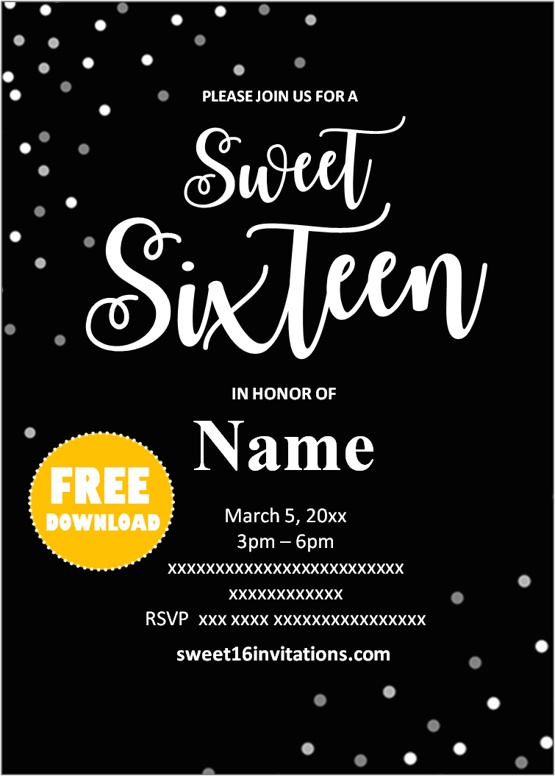 black and white sweet 16 invitations