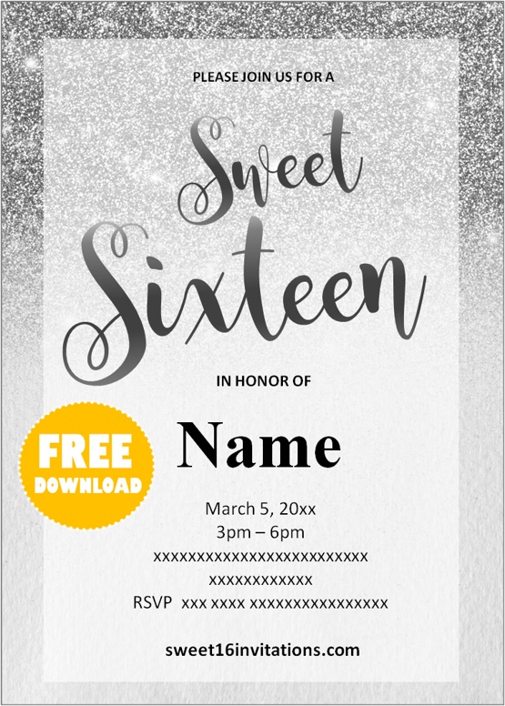 glitter sweet 16 invitations