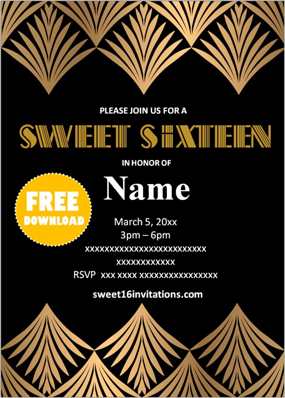 Sweet 16 Great Gatsby Invitations