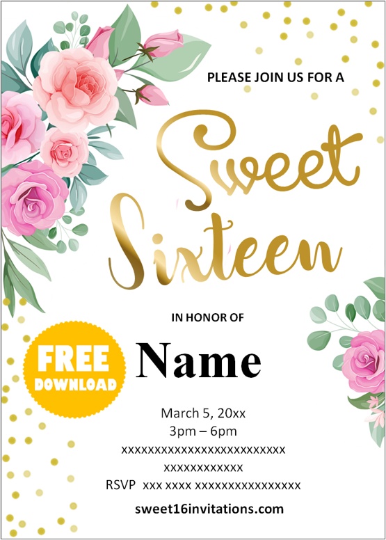 pink and gold sweet 16 invitations