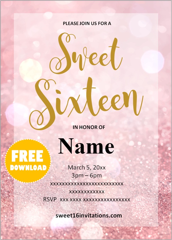 sweet 16 invitations templates free