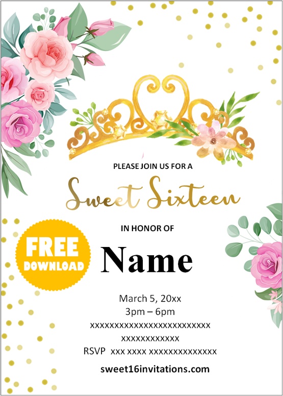 sweet 16 princess invitations