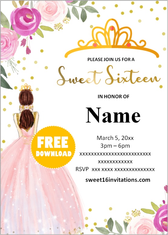 princess sweet 16 invitations