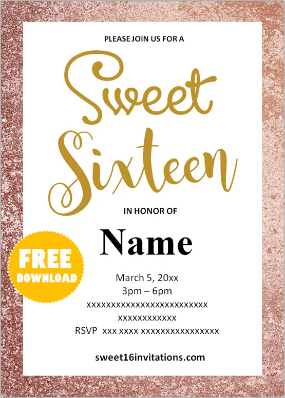 free printable sweet 16 invitations