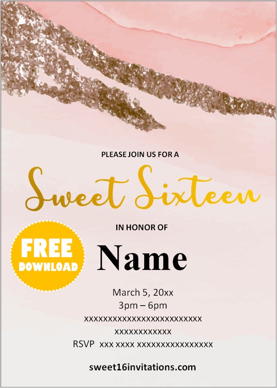 Sweet 16 Invitation Rose Gold