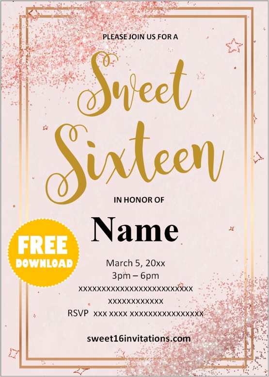 Sweet 16 Invitation Rose Gold