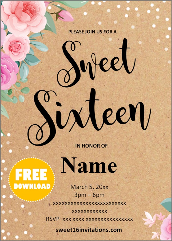 rustic sweet 16 invitations