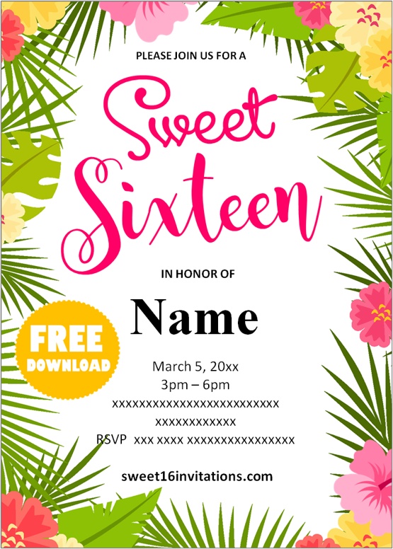 sweet 16 luau invitations