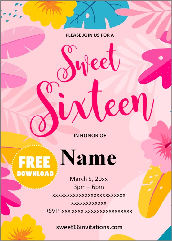 Luau Sweet 16 Invitations
