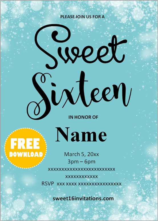 Turquoise Sweet 16 Invitations