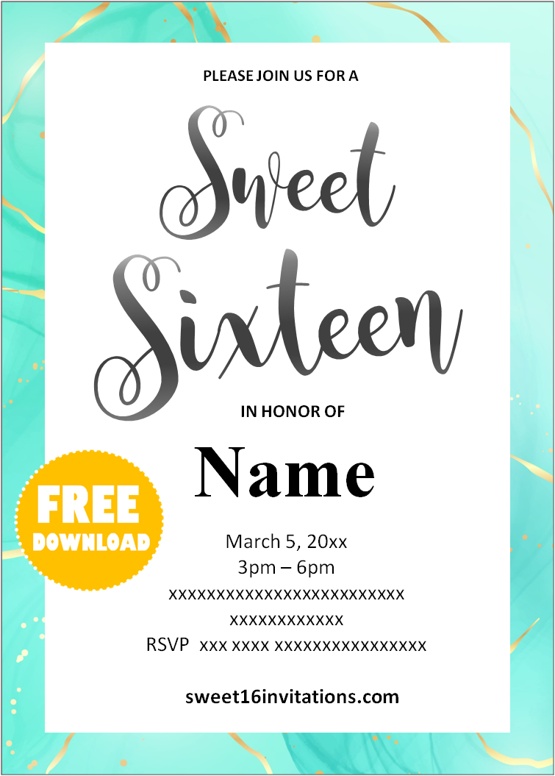 sweet 16 invitations free