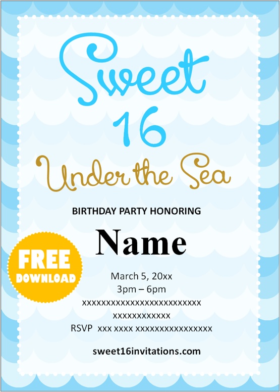 under the sea sweet 16 invitations