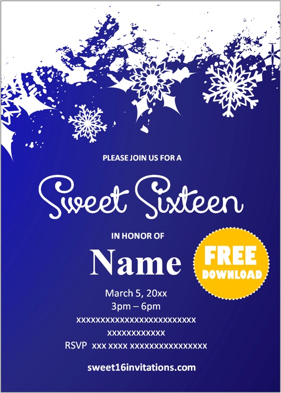 sweet 16 invitations winter wonderland