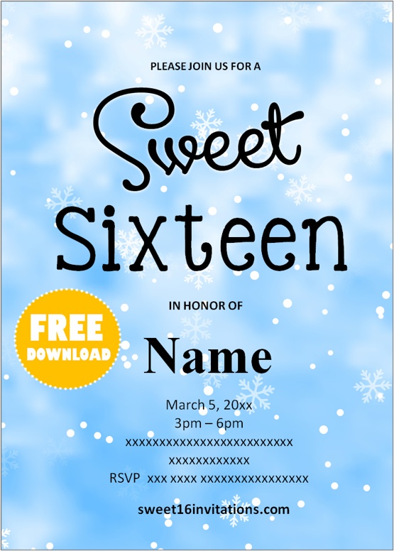 sweet 16 winter wonderland invitations